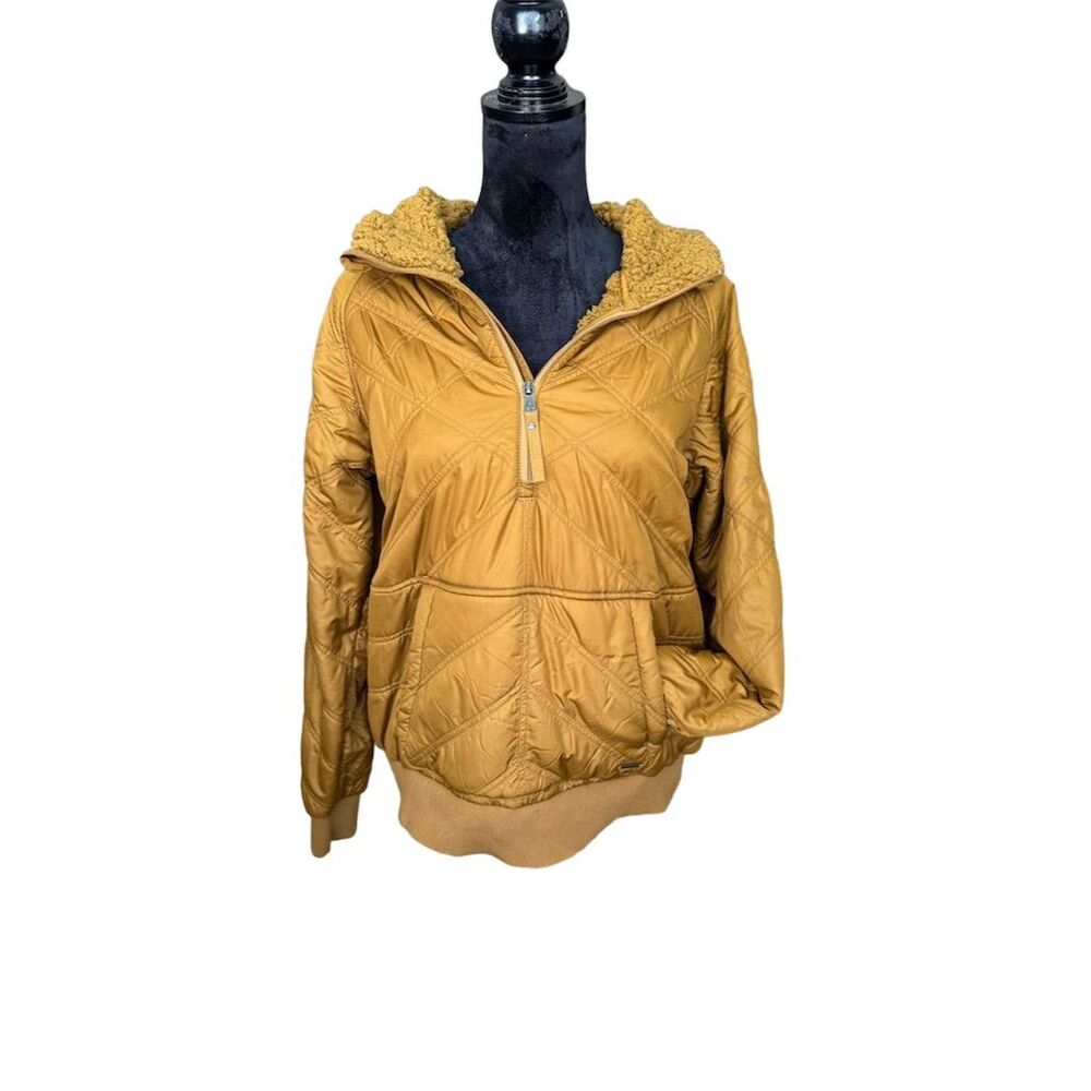 prAna Women's Half-Zip Pullover Hoodie Medium Camel Gold